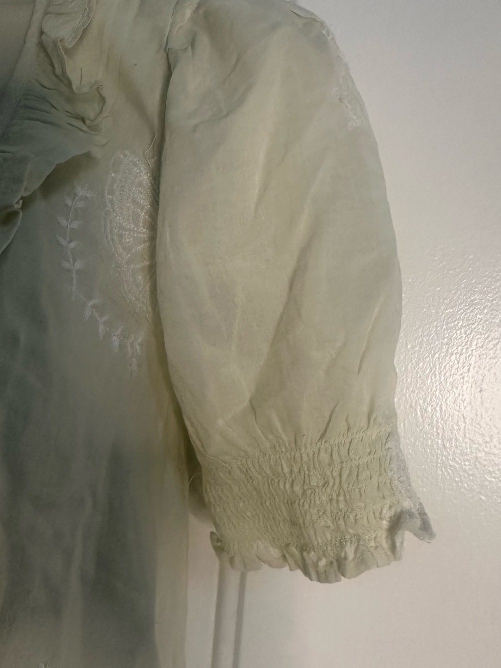 Urban Outfitters Cream Ruffle-Neck Embroidered Tunic - Picture 4 of 5